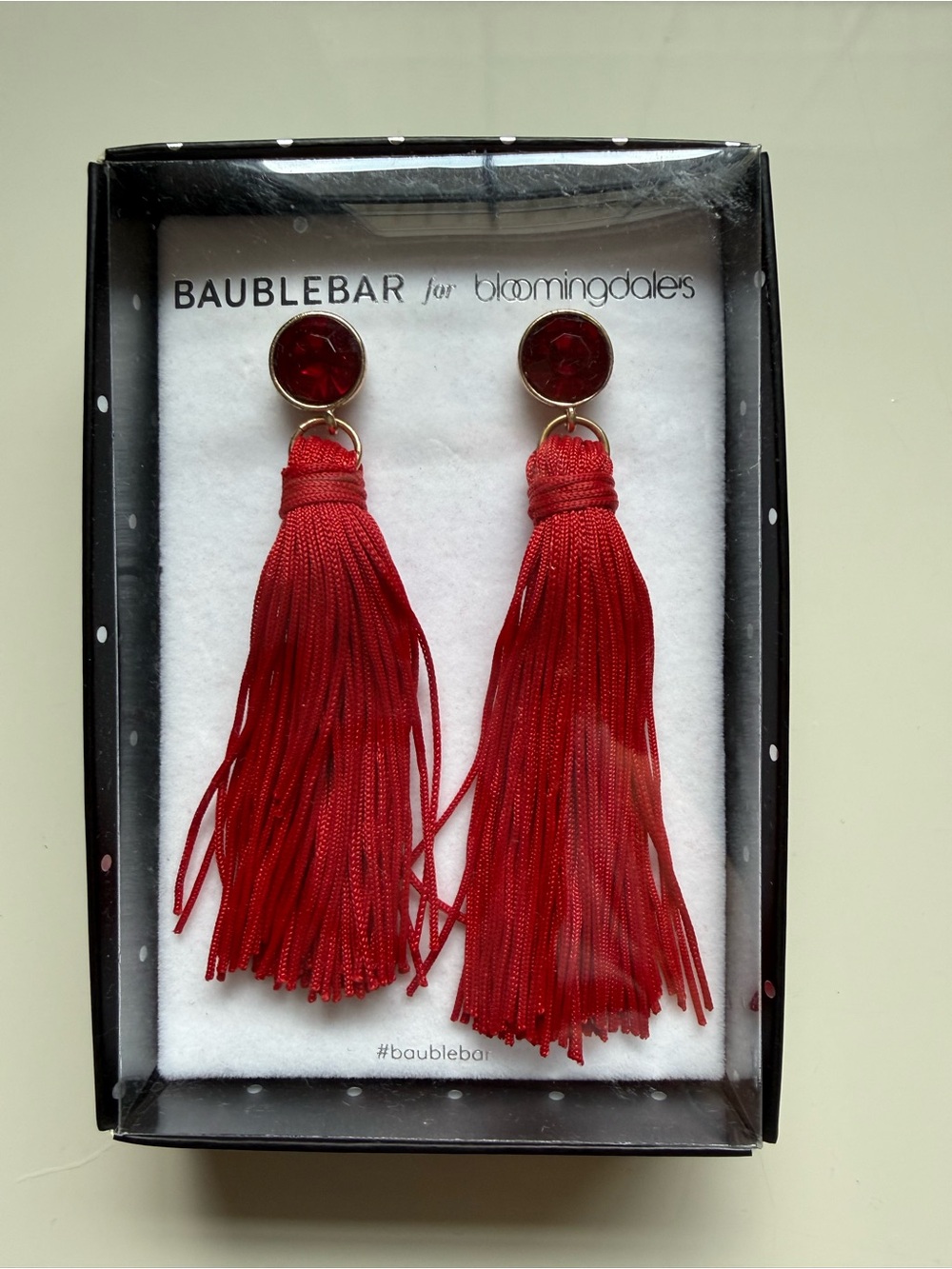 BaubleBar Red Silk Tassel Drop Earrings